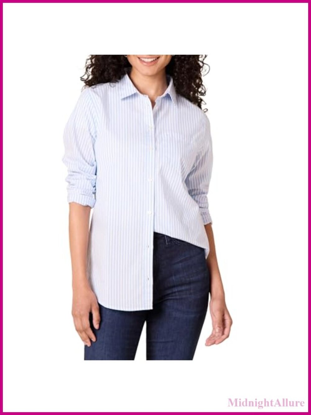 Women's Regular-Fit Long-Sleeve Button-Down Cotton Poplin Shirt Business Casual